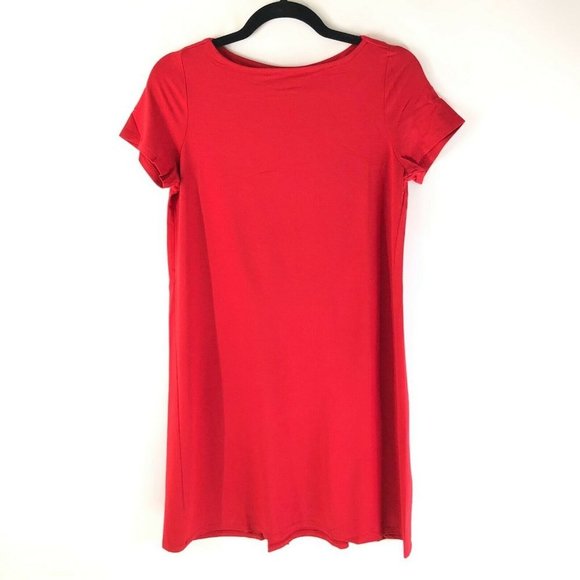 J. Jill Dresses & Skirts - J Jill Wearever T Shirt Shift Dress Pleat Short Sleeve Stretch Red XSP Petite